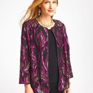 NWT CHICOS Travelers™ Collection Mesh Embroidered Jacket SIZE 2. 12/14